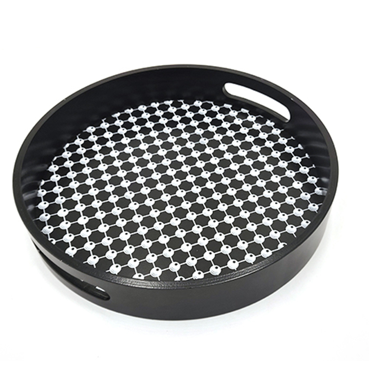 Round Black Wood Serving Tray
