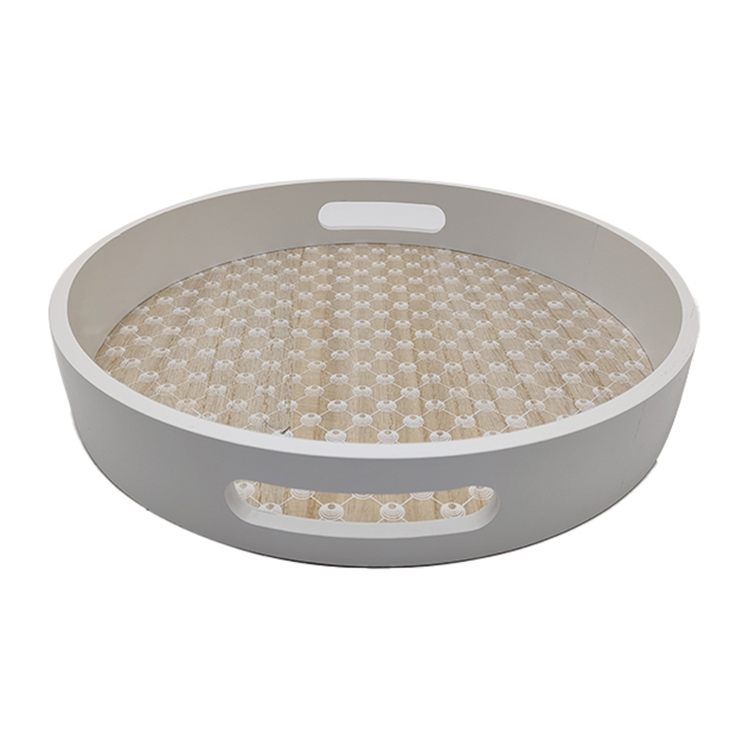 White Round Wood Serving Tray