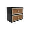 Black Wood& Rattan Small Cabinet