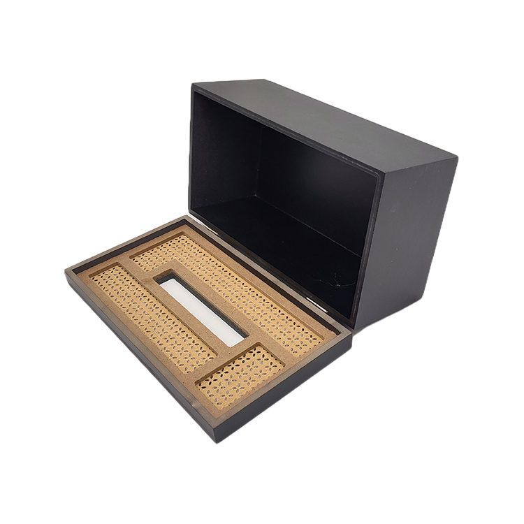 Round Black Wood Tissue Holder