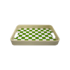 Green Checkerboard Wooden Serving Tray