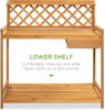 Outdoor Garden Potting Bench Wooden Workstation Table w/Cabinet Drawer Open Shelf, Lower Storage, Lattice Back