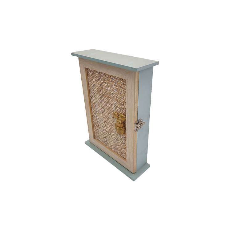 Custom Wood & Rattan Key Box