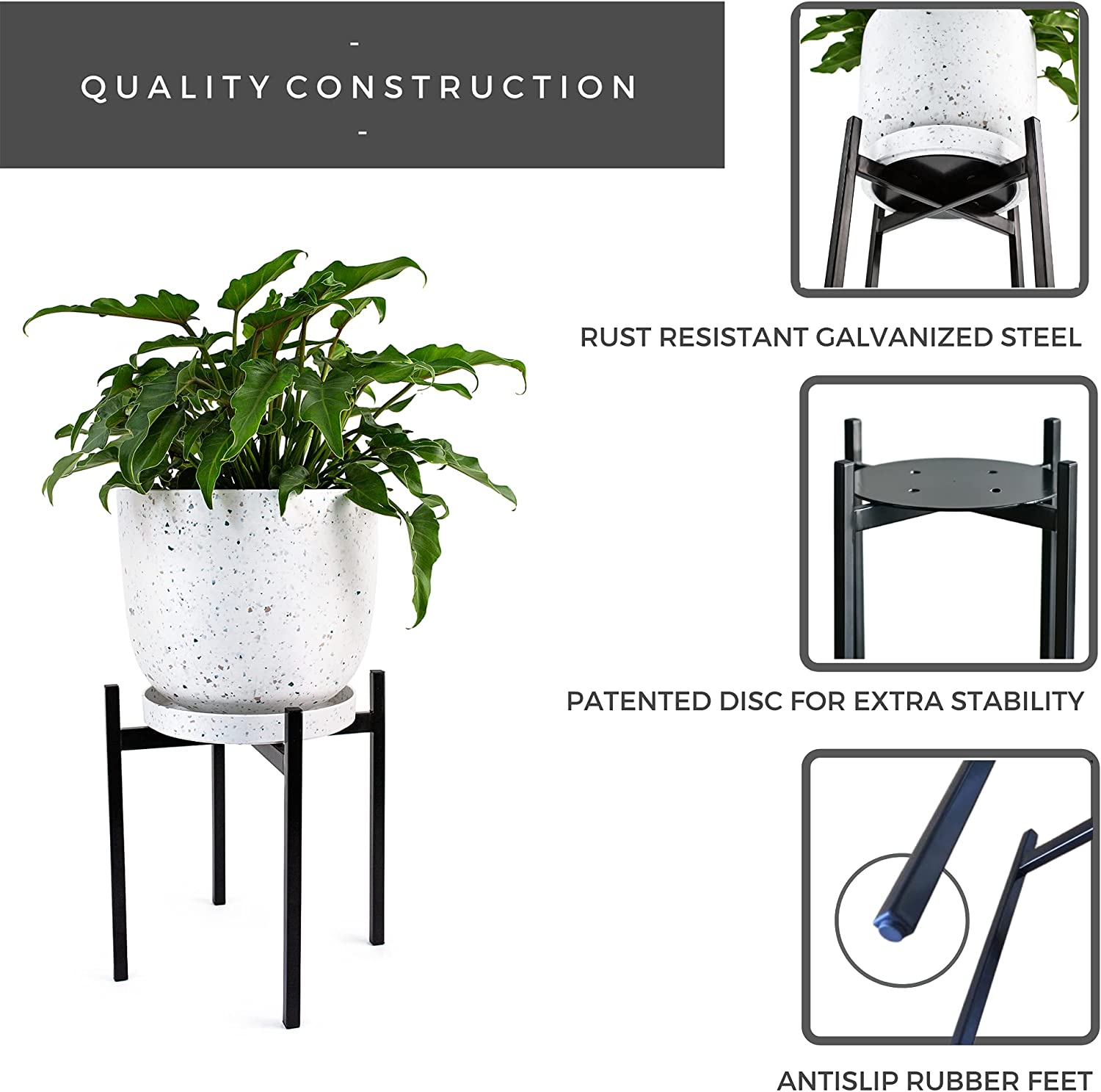 AUBURY Plant Stands for Indoor & Outdoor Pots Non-Slip Rubber Feet to Protect Hard Floors
