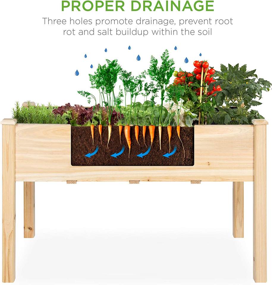 48x24x30in Raised Garden Bed, Elevated Wood Planter Box Stand for Backyard, Patio, 200lb Capacity