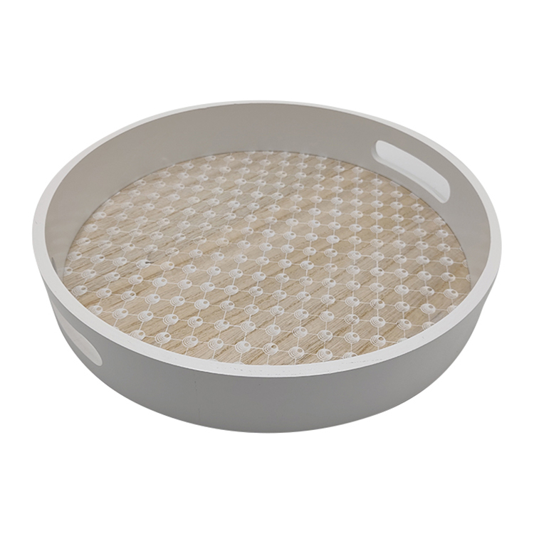 White Round Wood Serving Tray