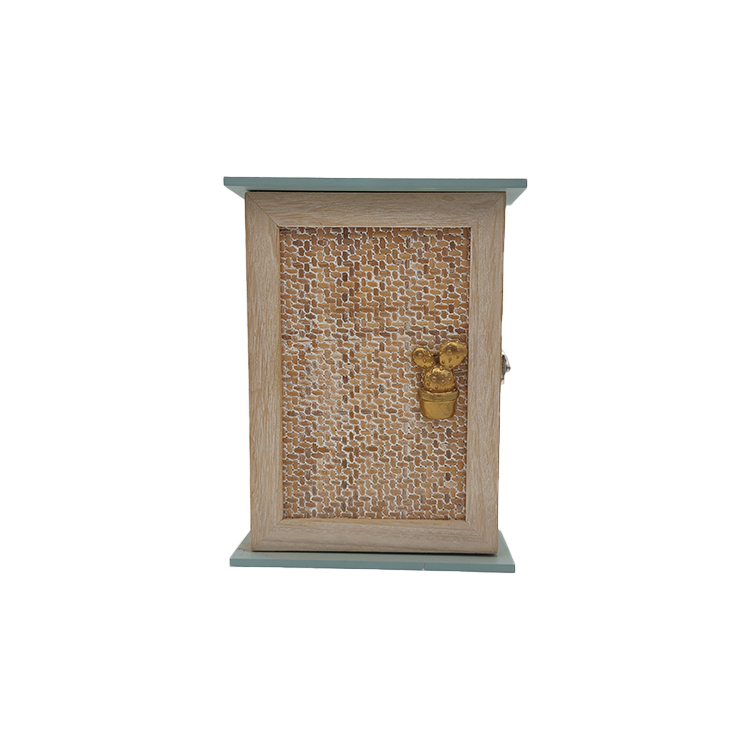 Custom Wood & Rattan Key Box