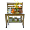 Potting Table Work Station Buffet Island Cart With Storage Outdoor Garden Furniture Hand-Made Redwood Zinc Top Cast Iron Swivel Wheels