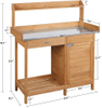Outdoor Garden Potting Bench Table Work Bench Metal Tabletop W/Cabinet Drawer Open Shelf Natural Wood