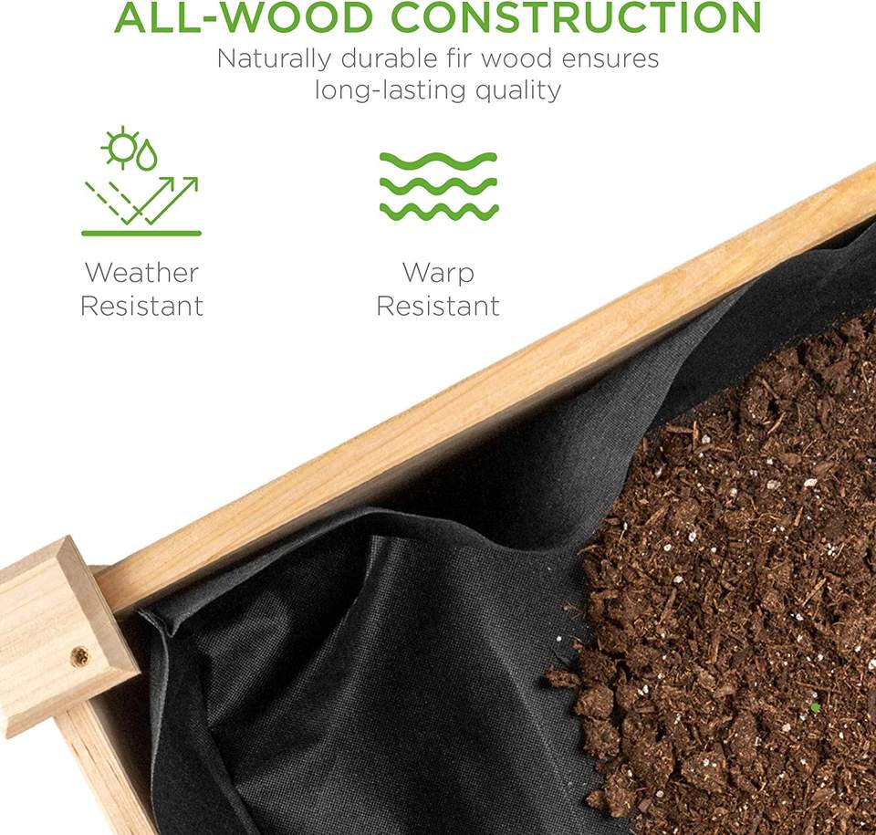 48x24x30in Raised Garden Bed, Elevated Wood Planter Box Stand for Backyard, Patio, 200lb Capacity