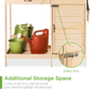 Outdoor Garden Wooden Potting Bench Work Station w/Metal Table Top, Cabinet, Sliding Drawer, and Large Bottom Shelf, Natural