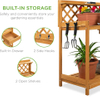 Outdoor Garden Potting Bench Wooden Workstation Table w/Cabinet Drawer Open Shelf, Lower Storage, Lattice Back