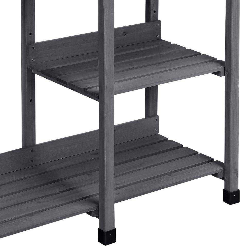 Potting Benches Tables Garden Potters Work Bench Station Planting Bench Solid Wood Outdoor Gray 45.2 x 17.7 x 47.6inch