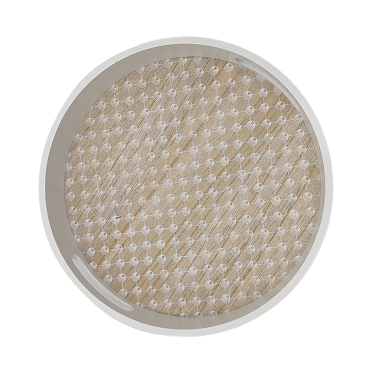 White Round Wood Serving Tray