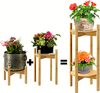 Tall Bamboo Wood Plant Stand for Indoor Flower Holder Set (24-Inch High) for Planter Pots and Vases Short-Tall 