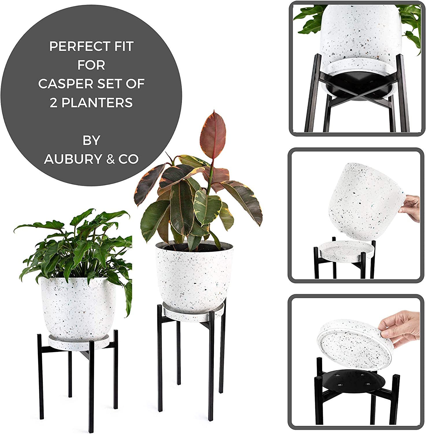 AUBURY Plant Stands for Indoor & Outdoor Pots Non-Slip Rubber Feet to Protect Hard Floors