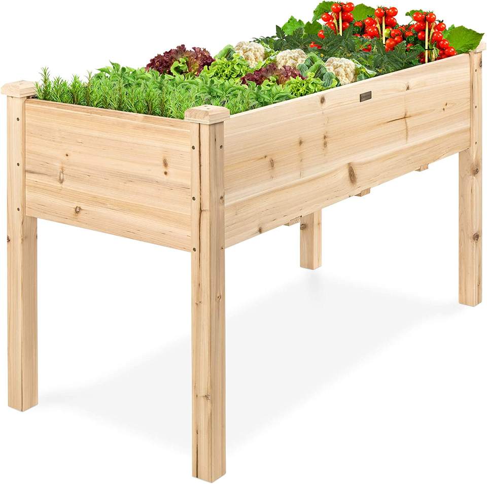 48x24x30in Raised Garden Bed, Elevated Wood Planter Box Stand for Backyard, Patio, 200lb Capacity