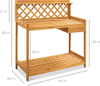 Outdoor Garden Potting Bench Wooden Workstation Table w/Cabinet Drawer Open Shelf, Lower Storage, Lattice Back
