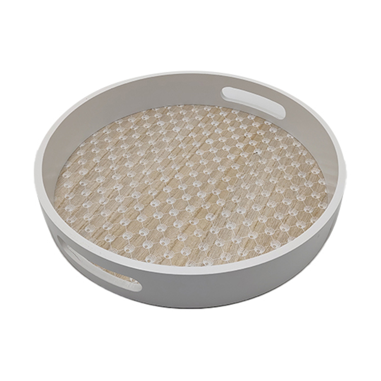 White Round Wood Serving Tray