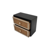 Black Wood& Rattan Small Cabinet
