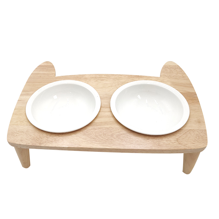 Wooden Stand Pet Food Bowl