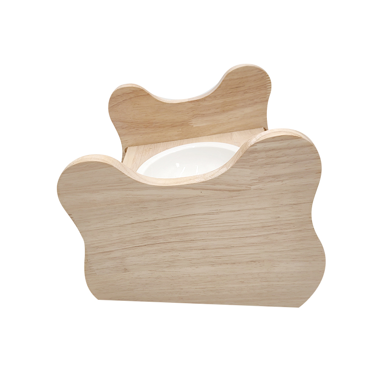 Wooden cat bowl