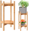 Tall Bamboo Wood Plant Stand for Indoor Flower Holder Set (24-Inch High) for Planter Pots and Vases Short-Tall 