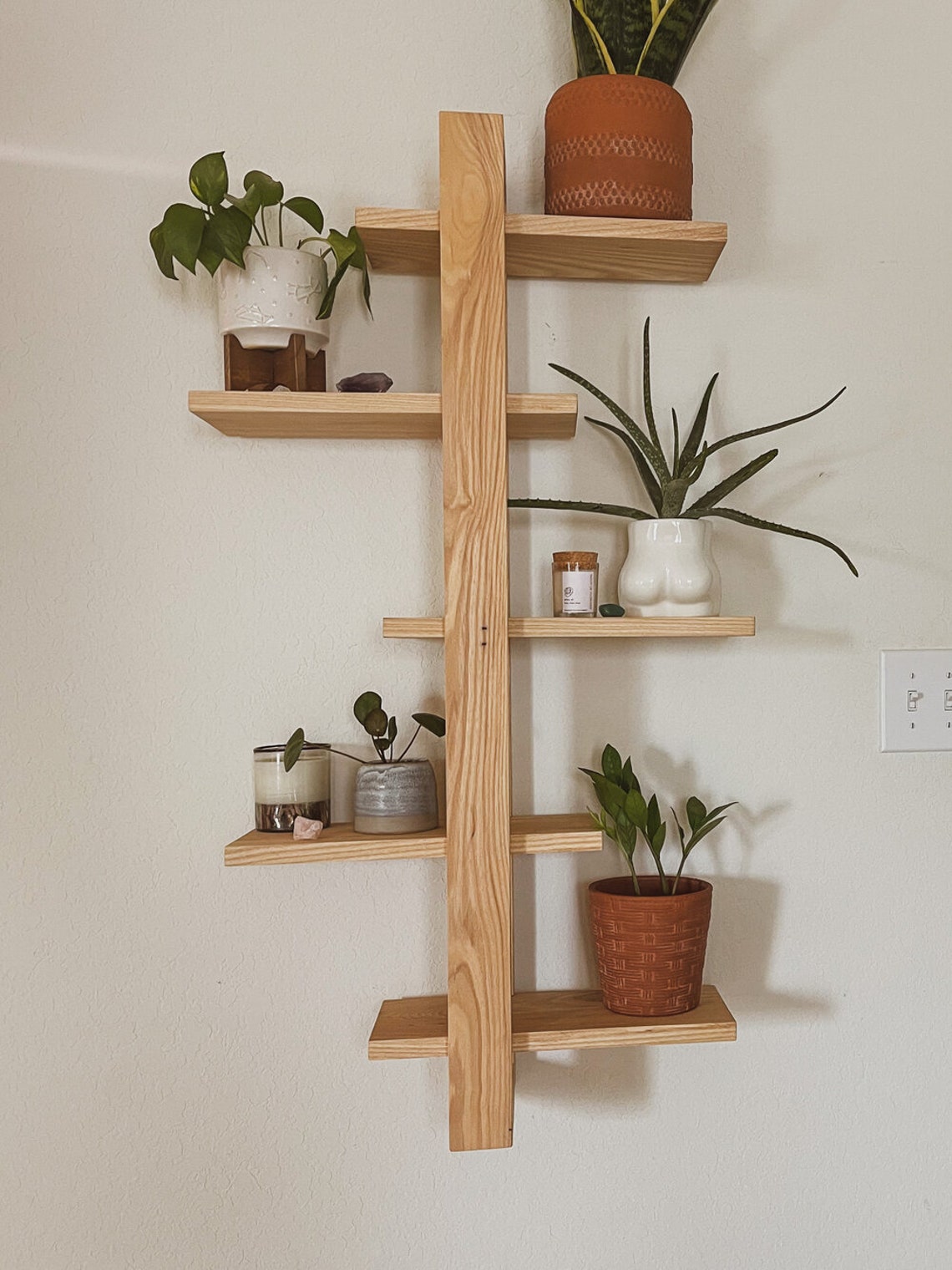 Decorative Floating Shelves, Floating Plant Shelf/Shelves, Tiered Floating Shelf, Walnut Floating Shelf