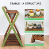 Indoor Plant Stand for Multiple Plants 2 Tier Wood Corner Plant Shelf Rack with Planter Hanger Outdoor Flower Pot Stand Holder for Yard Patio Garden Balcony Porch Living Room ( Rustic X-Cross)