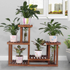 COOGOU Pine Wood Plant Stand Indoor Outdoor Multi Layer Flower Shelf Rack Higher and Lower Plant Holder in Garden Balcony Patio Living Room (4 Tiers )