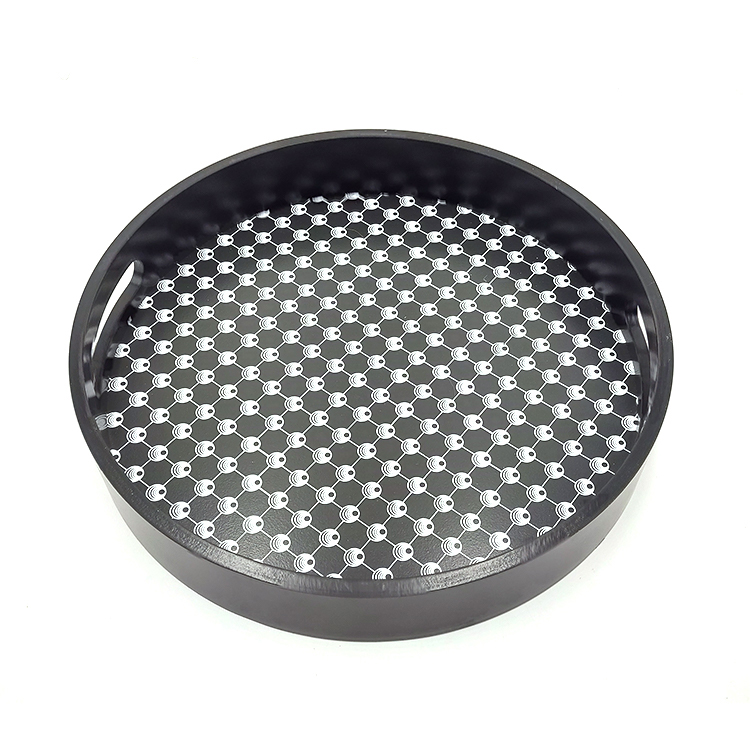 Round Black Wood Serving Tray