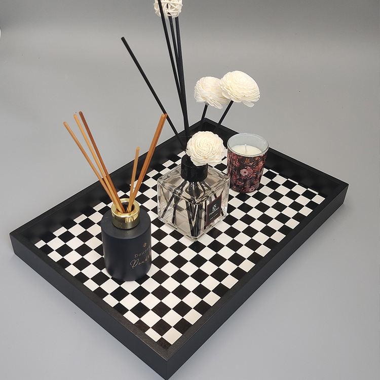 Wholesale Grid Pattern Wooden Serving Tray