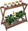 Wood Plant Stand Indoor Outdoor 2 Tiers Flower Stand Corner Stepped Planter Shelf Rack Flowerpot Holder for Plant Display in Pat
