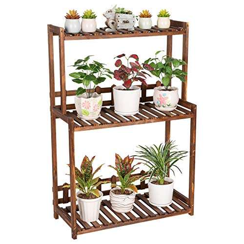 3 Tier Wooden Plant Stand Vertical Plant Display Stand Outdoor Garden Park Bench Garden Potting Bench