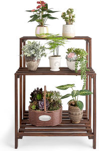 Wood Plant Stand 3 Tier Plant Shelf Indoor Outdoor Flower Pot Display Shelf Rack Garden Potting Bench Multiple Ladder Stand Planter Holder for Home Patio Lawn Living Room Corner Balcony