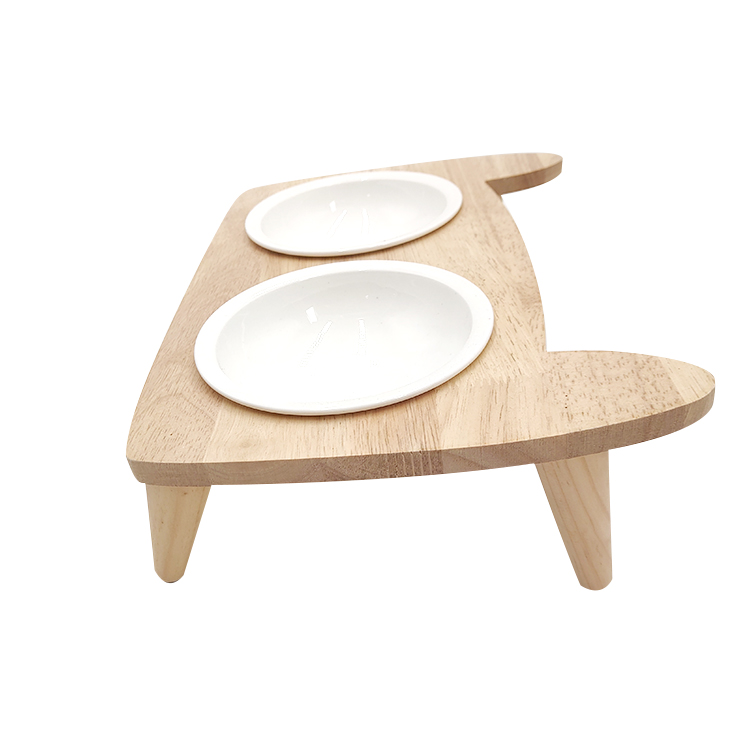 Wooden Stand Pet Food Bowl