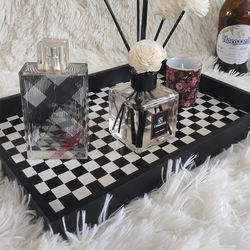 Wholesale Grid Pattern Wooden Serving Tray