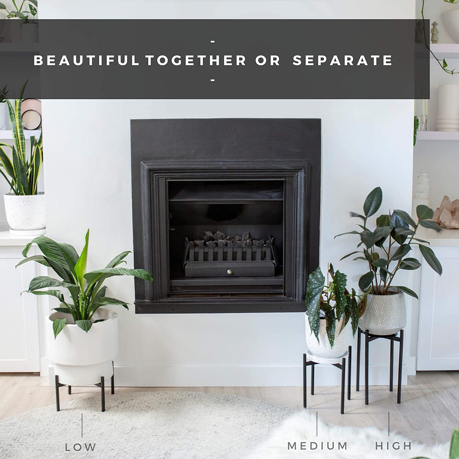 AUBURY Plant Stands for Indoor & Outdoor Pots Non-Slip Rubber Feet to Protect Hard Floors