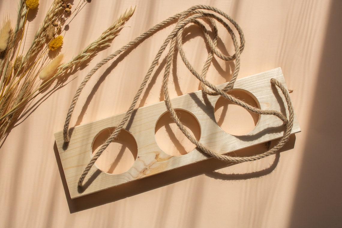 Hanging Planter Indoor, Hanging Plant Shelf, Wooden Plant Holder, Hanging Plant Holder, Rope Hanging Shelf, Rustic Flower Pot Rack