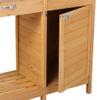 Outdoor Garden Potting Bench Table Work Bench Metal Tabletop W/Cabinet Drawer Open Shelf Natural Wood