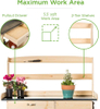 Outdoor Garden Wooden Potting Bench Work Station w/Metal Table Top, Cabinet, Sliding Drawer, and Large Bottom Shelf, Natural