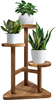 3 Tier Plant Stand, Tall Wood Plant Shelf Holder for Indoor Plants, Outdoor Garden Plant Display Rack Flower Pot Stand for Corner Living Room Balcony Garden Patio, Nature,V3( No Wheels）