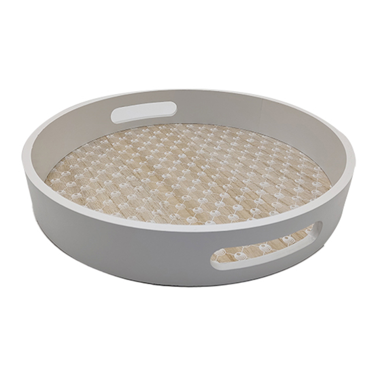 White Round Wood Serving Tray