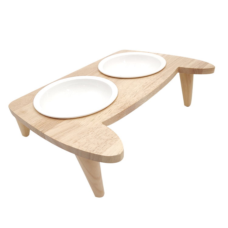 Wooden Stand Pet Food Bowl