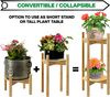 Tall Bamboo Wood Plant Stand for Indoor Flower Holder Set (24-Inch High) for Planter Pots and Vases Short-Tall 