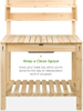 Outdoor Mobile Garden Potting Bench, Wood Workstation Table w/Sliding Tabletop, Food Grade Dry Sink, Storage Shelves - Natural