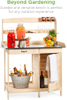 Outdoor Garden Wooden Potting Bench Work Station w/Metal Table Top, Cabinet, Sliding Drawer, and Large Bottom Shelf, Natural
