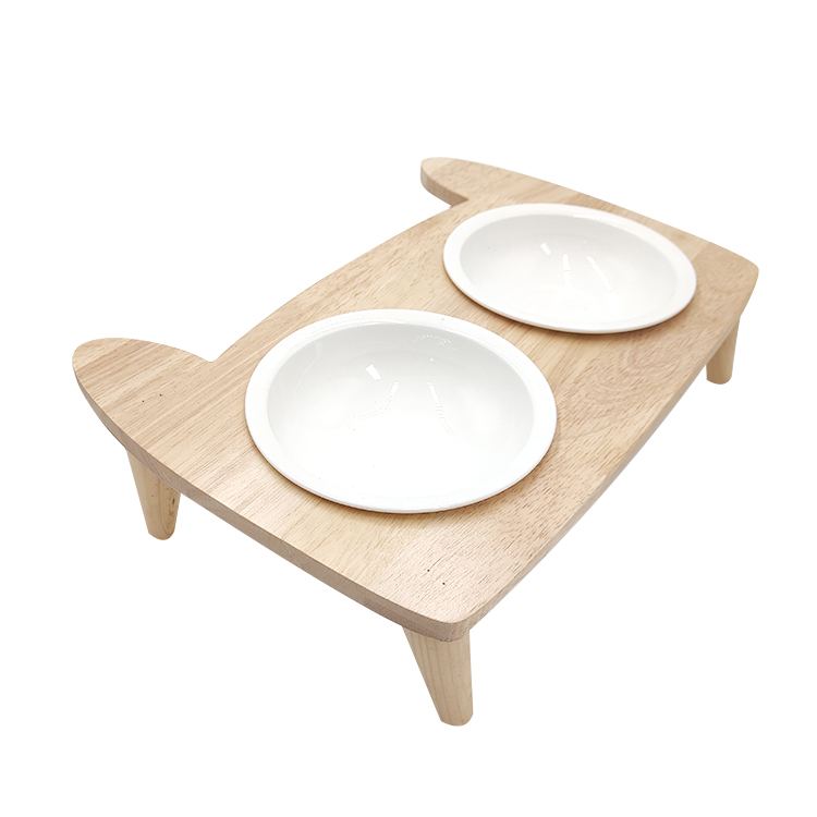 Wooden Stand Pet Food Bowl