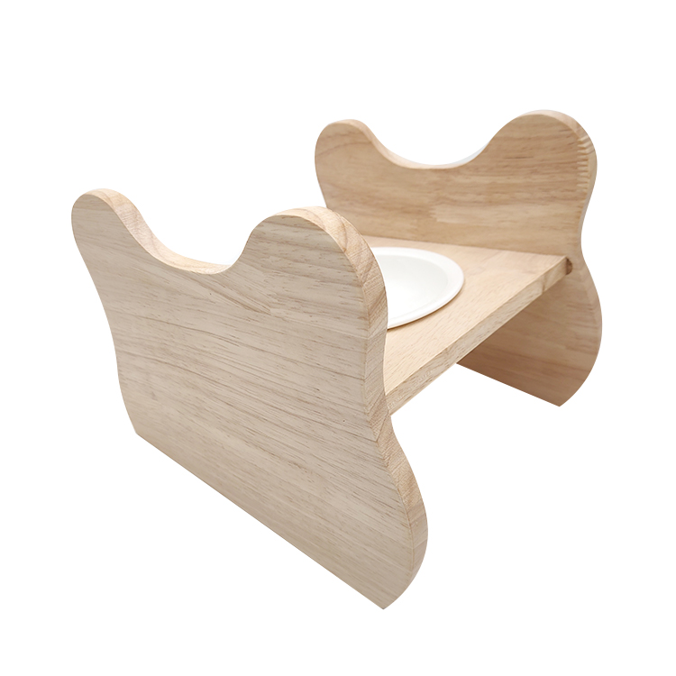 Wooden cat bowl