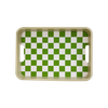 Green Checkerboard Wooden Serving Tray